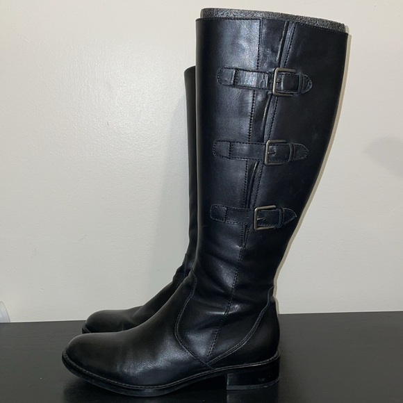 ECCO Hobart Tall Leather 3 Buckle Riding Boots.  Size 8.5. - Picture 1 of 14